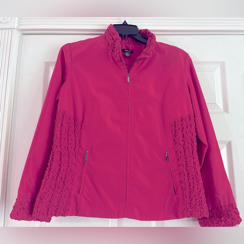 ZOE D Pink Windbreaker with Ruffled‎ Accents